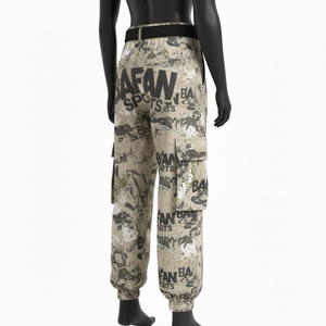 Pantalones Holgados para Mujer, Material de Sarga de Algodón Grueso, Color Cargo, Panel de Bolsillo, Puño Elástico, Logotipo Personalizado con Serigrafía, Pantalones Holgados en Venta - Product Image 5