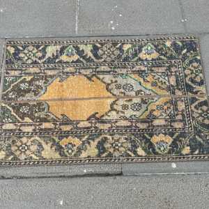 Alfombra de 1.7x2.7 pies, Alfombra Turca Vintage, Alfombra de Lana Azul - Product Image 4