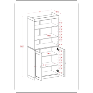 Victorya 100% Solid Wood 6-Shelf Bookcase with Adjustable Portable <b>Shelves</b> Large <b>Storage</b> Glass Doors for <b>Bedroom</b> Home Office Use - Product Image 6
