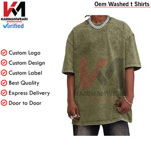 Camiseta Vintage de gran tamaño con lavado ácido para hombre, ropa de calle básica de algodón, camisetas holgadas sólidas, camisetas holgadas de Hip Hop Unisex - Product Image 2