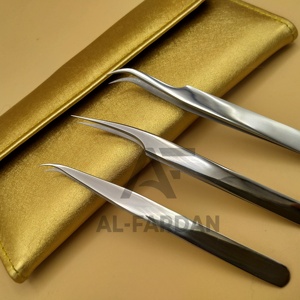 Pince à épiler japonaise en acier inoxydable la plus vendue pour extensions de cils, finition miroir, courbée et droite, pour isolation des cils, magnétique - Product Image 1