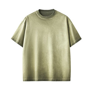 T-shirt vintage personnalisé délavé à l'acide pour homme, 220 grammes, motif uni, logo frontal, style streetwear vieilli - Product Image 5