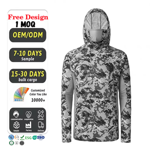 Camisas de Pesca con Capucha de Manga Larga Sublimadas, Hechas a Medida, Impermeables, Talla Grande, Anti-UV UPF 50, Secado Rápido, 100% Poliéster - Product Image 1