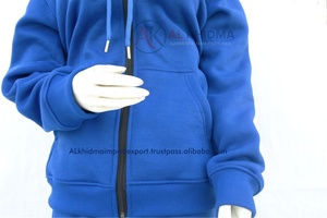 Sudadera con Capucha de Felpa Azul Rey para Mujer, Hombros Caídos, Personalizable, Estilo Urbano, Marca Privada, Ropa al por Mayor, 100% Algodón - Product Image 3