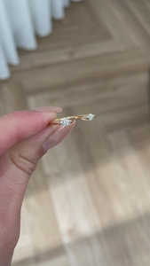 Bague de mariage à bande ouverte en diamant de haute qualité Marquise Cut Lab Grown en bague de fiançailles en or jaune 14 carats et pour un jour spécial - Product Image 3