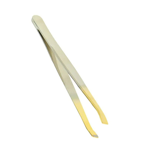 Marque privée Vente en gros Ensemble de pinces à sourcils couleur or Épilation incarnée Pince à épiler Pointe inclinée Pince à sourcils en acier inoxydable - Product Image 3