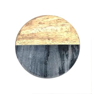 HALF LINE Posavasos de mango de madera natural y mármol Hecho EN LA India Posavasos de madera de mármol 4 - Product Image 2