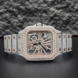 Montre automatique squelette de luxe pour homme en acier inoxydable avec moissanite VVS1 entièrement sertie, style hip-hop, bracelet avec fermoir, cadeau - Product Image 1