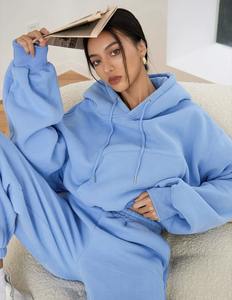 <b>Pink</b> Oversized Outerwear <b>Hoodies</b> <b>Women</b> Crop Top Plain Hooded Sweatshirt For <b>Women</b> Autumn Winter Fleece Pullover Hoodie - Product Image 2