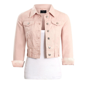 Chaqueta vaquera de satén para mujer recortada personalizable Cuerpo corto de punto estampado de estilo occidental de la mejor calidad Hecho en Pakistán - Product Image 1