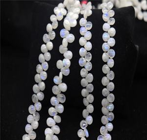 เรนโบว์มูนสโตนพลอยเรียบแพร์ธรรมดาสําหรับเครื่องประดับทําหินแฮนด์เมดลูกปัดสีขาว - Product Image 1