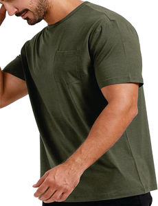 Camisetas informales transpirables para hombres y mujeres de punto de algodón suave con bolsillo práctico cómodo y diseño de timbre - Product Image 2
