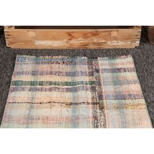 พรมวินเทจขนาด 2.8x5.7 ฟุต พรมตุรกีขนาดเล็ก พรมลายเรขาคณิตสีรุ้ง - Product Image 2