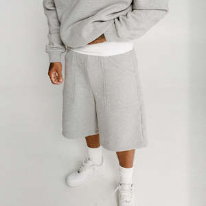 <b>Men's</b> Casual Fleece <b>Shorts</b> Solid 100% Cotton Heavyweight Summer Beach Gym Wear Quick Dry Breathable Cozy Custom Logo Mid <b>Waist</b> - Product Image 6