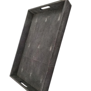 โมเดิร์นหรูหราสี่เหลี่ยมผืนผ้าตกแต่ง FAUX SHAGREEN ถาดขายส่งโต๊ะไม้ shagreen ถาดเสิร์ฟสําหรับโต๊ะกาแฟ - Product Image 5