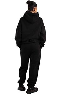 Conjunto Deportivo de Alta Calidad para Mujer, Conjunto de Sudadera con Capucha y Pantalones de Algodón para Invierno, Personalizable, Color Sólido, Ajuste Holgado, 2 Piezas - Product Image 2