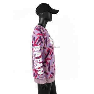 เสื้อสเวตเตอร์ผ้าคอตตอนผ้าผสมพิมพ์ลายสีชมพูม่วงแบบแอบสแตรกสำหรับผู้หญิงเสื้อสเวตเตอร์ระบายอากาศได้สำหรับผู้หญิง - Product Image 3