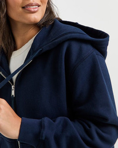 Vente chaude Logo Personnalisé Marine Femmes Épaule Goutte Script Sweat À Capuche Zip Anti-Rides Et Respirant Sweats À Capuche Vierges Pour Les Femmes - Product Image 5