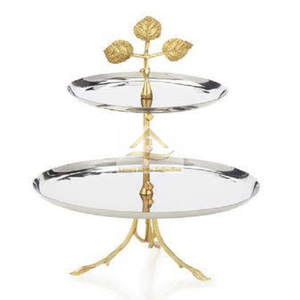 Luxury Stylish <b>Twig</b> Leg Attractive Design Metal Brass Stainless Steel Latest Design High Quality Polished Metal Cake Stand - Product Image 1
