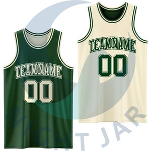 Maillot de combinaison de basket-ball à sublimation double face réversible personnalisé vert crème - Product Image 1