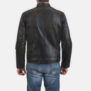 Autumn <b>Biker</b> <b>Jacket</b> in Rustic Black Genuine Cowhide Leather Reversible and Coated Sizes XS to 6XL ODM Supply - Product Image 5