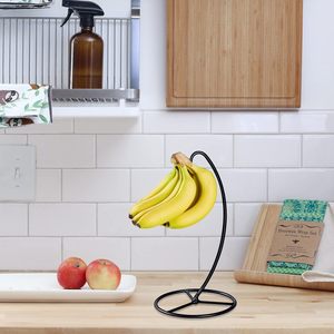 Elegante Black Iron Metal <span class=keywords><strong>Banana</strong></span> Holder Stand Multifuncional Aço Fruit <span class=keywords><strong>Rack</strong></span> Armazenamento ODM Design para Cozinha Sala de estar - Product Image 3