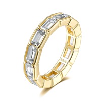Bague en Moissanite Personnalisée en Usine, Argent Sterling 925, Coupe Octogonale, Bande Éternité, Treillis Ajoure, Bijoux de Mariage et de Fiançailles pour Femme