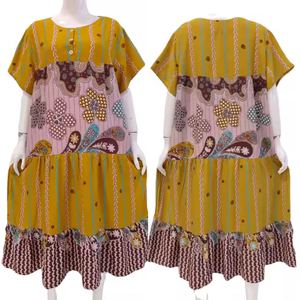 Chrysanta Premium Rayon Jumbo Patrón floral Vestido en capas Casual Estilo simple Camisón hasta la rodilla Cintura elástica suave - Product Image 3