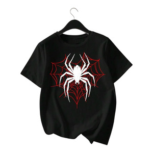 เสื้อยืดคอตตอนเจอร์ซีย์ 100% แบบสั่งทำพิเศษ คอกลม ลายกราฟิกแมงมุม แขนสั้น สไตล์ลำลอง สำหรับฤดูร้อน บริการ OEM - Product Image 1
