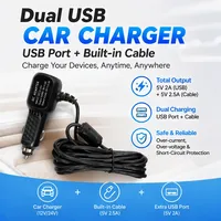 Hersteller-Autoladegerät-Adapter mit Kabel 2,5A und USB 2A für Auto-DVR, Dashcam & GPS Kabelgebundenes USB-Autoladegerät OEM