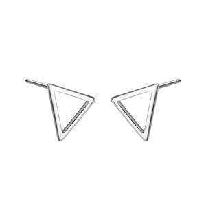 Orecchini a Perno Triangolari Minimalisti Vintage di Tendenza in Argento Sterling e Ottone con Zirconi, Perle e Diamanti per Occasioni Religiose e Feste - Product Image 1