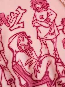 Sudadera con capucha de manga larga de algodón 100% para mujer con tops bordados con estampado de personajes simplistas para impresión personalizada - Product Image 3