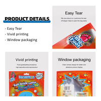 Emballage pour bonbons, sachet à trois soudures avec fenêtre, en aluminium laminé, haute résistance à l'humidité, imprimé en héliogravure pour bonbons mous