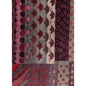Alfombras Anudadas a Mano de Lana y Seda de Bambú con Patrón Geométrico Manchaha, Rosa y Morado para Uso Doméstico-Les-2847 - Product Image 3