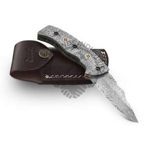 Cuchillo de bolsillo plegable de acero de Damasco de Venta caliente con OEM personalizable para acampar al aire libre y combate grado DIY - Product Image 2