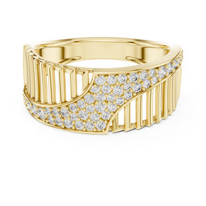 แหวนหมั้นเพชรทรงกลมสีขาวทอง 14K สำหรับผู้หญิง |   เพชรที่เพาะเลี้ยงใหม่ - Product Image 3