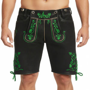 Pantalones Cortos de Piel de Cabra Estilo Bávaro para Hombre, Aspecto Antiguo, Transpirables, con Botones, Diseño a Cuadros, Estilo Wildbock, para Oktoberfest - Product Image 4