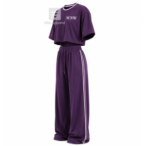 Custom NCNW Council Sorority Woven Breathable Workout Set with Sublimation Logo Front purple <b>White</b> short Sleeve for Female - Product Image 2