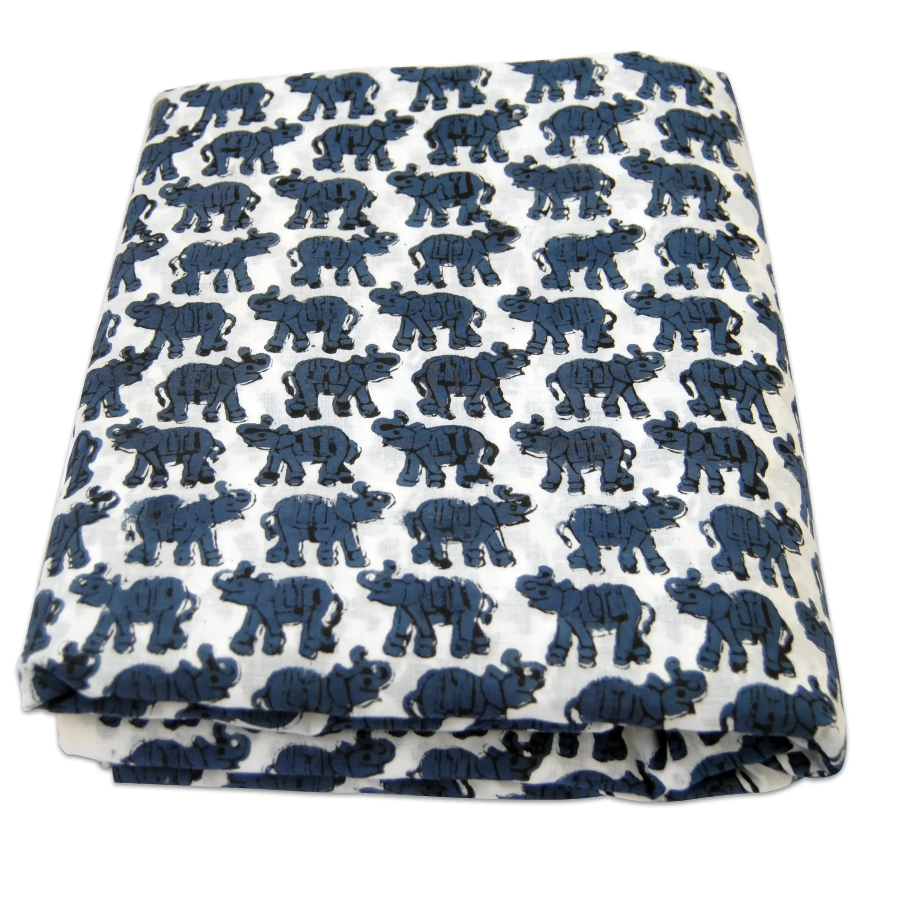 Großhandel Dye Kleidung Schöne Sanganri Elephant Block Bedruckte Baumwolle Stoff Handmade White Lauf material für Craft Making