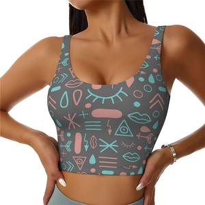 Sujetador deportivo de nailon cómodo para mujer, ropa deportiva transpirable de secado rápido para Yoga, camisetas sin mangas de talla grande de longitud corta - Product Image 4