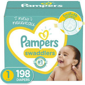 Pampers Swaddlers Couches Taille 1 (8-14 Lb) 198 Couches pour bébés nouveau-nés Utilisation en gros - Product Image 1