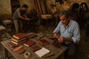 Diario de Cuero de Terracota Hecho a Mano de Lujo, Cubierta Grabada a Mano, Páginas Impresas en Grabado, Hecho de Cuero de Cabra y Oveja, Totalmente Reciclado - Product Image 5