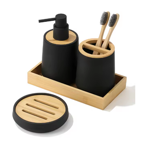 Ensemble d'accessoires de salle de bain en bois d'acacia 3 pièces vaisselle salle de bain pour la décoration de la maison ou de l'hôtel accessoires de salle de bain - Product Image 3