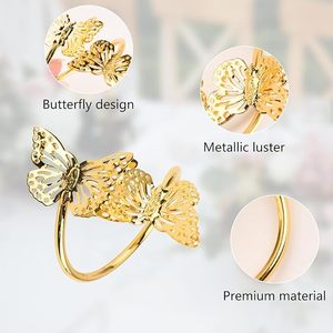 Hebillas de anillo de servilleta de Metal de mariposa doble para tocar a las cenas, decoración de mesa perfecta de alta calidad, impresiona a tus invitados - Product Image 3