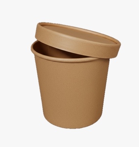 Récipients alimentaires jetables en papier artisanal à mur unique DPAP300 avec couvercles Tasses à crème glacée recyclables - Product Image 6