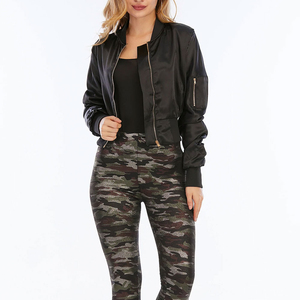 High Quality <b>Lightweight</b> <b>Women's</b> Winter <b>Bomber</b> <b>Jacket</b> Stand Collar Full Zipper Warm Polyester Filled Nylon Finished Plain Dyed - Product Image 6