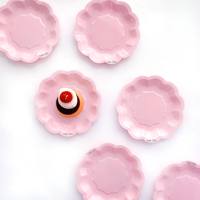 Assiette Moderne en Forme de Fleur en Papier Écologique Jetable pour Fête d'Anniversaire, Sûre pour le Contact Alimentaire, Motif Personnalisé