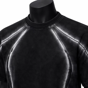 T-shirt à manches courtes pour homme, col rond, noir, 100% coton, tissu tricoté à séchage rapide, coupe décontractée, imprimé dégradé - Product Image 6