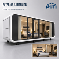 Maison mobile de luxe préfabriquée de 20 pieds, type Apple Cabin, avec fenêtres panoramiques pour hébergement en station balnéaire pittoresque