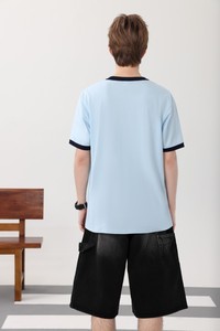 100% algodón Unisex moda Ringer Tee 200gsm Regular Fit cuello redondo Camiseta lisa para imprimir camiseta para hombres - Product Image 3